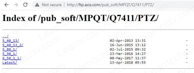 Axis PTZ Drivers in the FTP Server