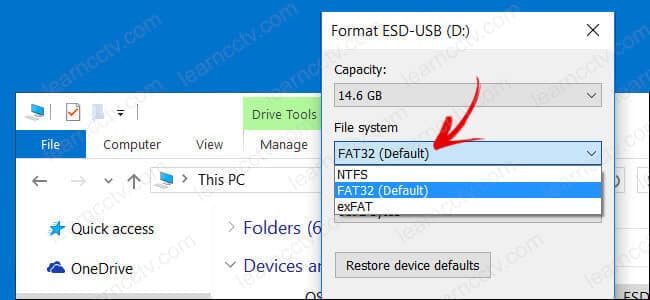 Format micro SD card