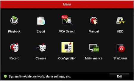 Hikvision DVR Menu Configuration